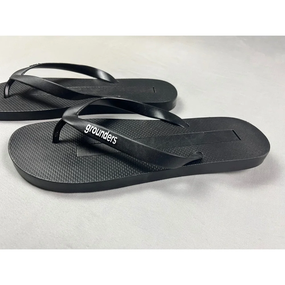 Grounders Mens Black Flip Flops Thong Sandals Size 11 Grounding Earthing New